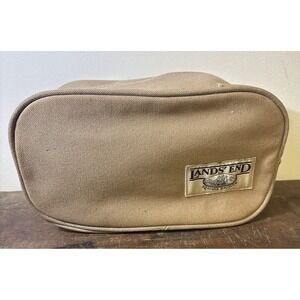 Vtg Lands End Canvas Square Rigger Beige Shaving Bag Zipper Pouch Square